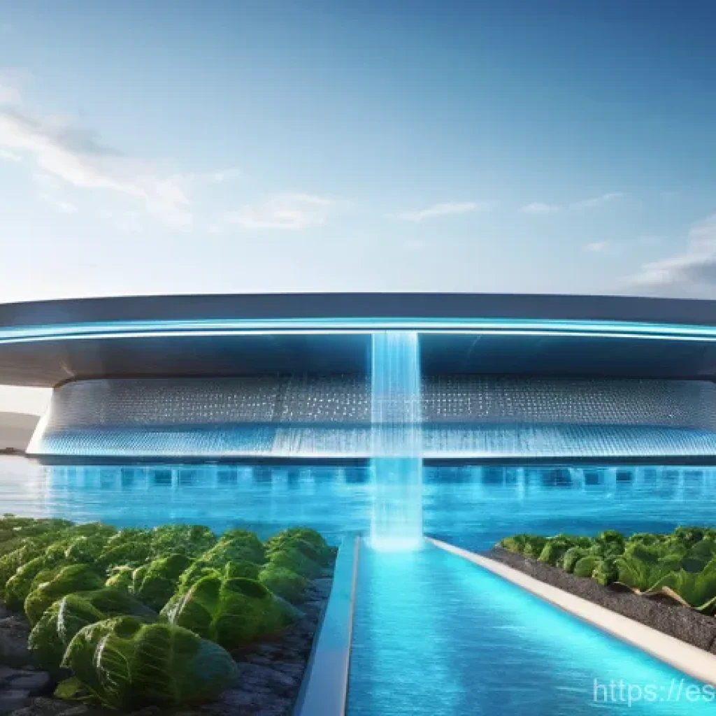 해수 담수화의 피드백 시스템 활용 - **"A visually stunning, futuristic AI-driven desalination plant at a serene coastal location. The pl...