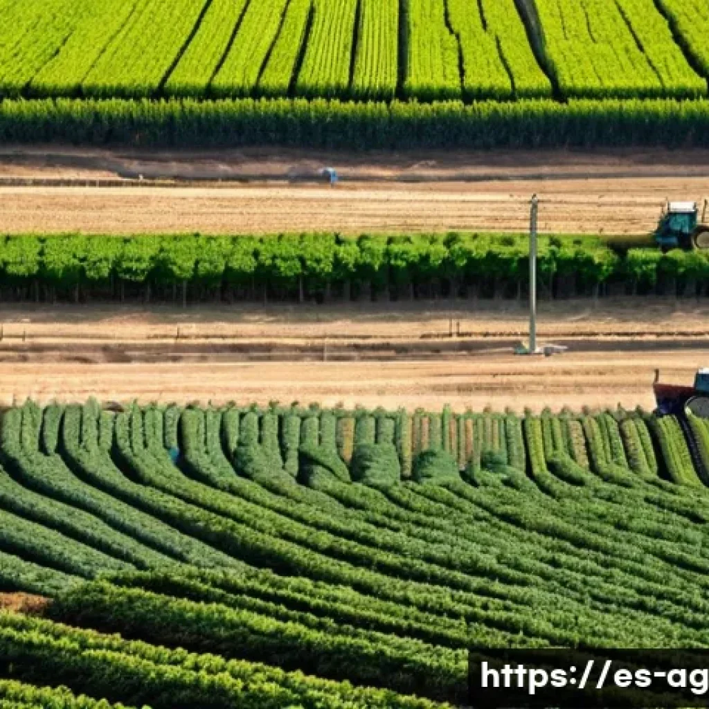 해수 담수화의 실용적 응용 분야 - **Prompt:** "A vibrant, panoramic view of a fertile agricultural landscape in southeastern Spain, pe...