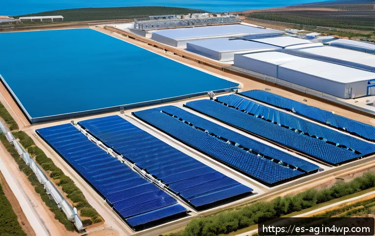 해수 담수화 과정에서 발생하는 부산물 - A modern desalination plant facility located on the Spanish Mediterranean coast, showcasing advanced...