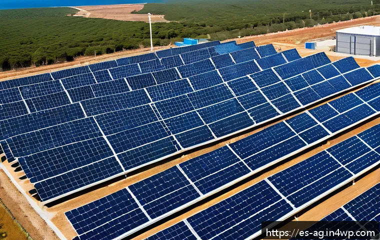 해수 담수화의 에너지 효율성 향상 방법 - A modern desalination plant located on the sunny coast of Spain, featuring large solar photovoltaic ...